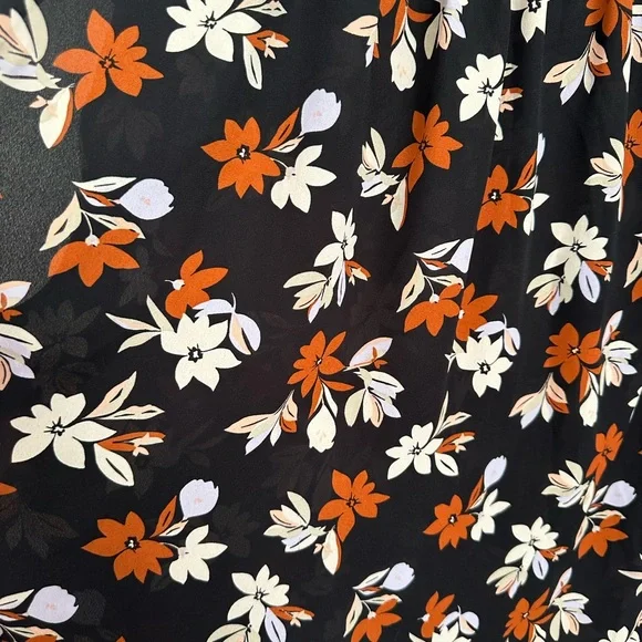 Ann Taylor Black and Orange Floral Blouse - Picture 4 of 4